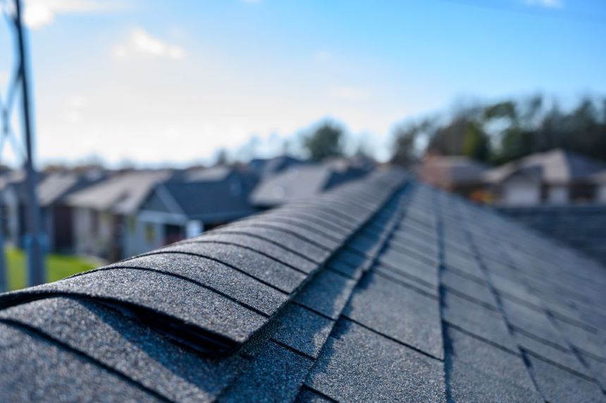 Stock image of residential home rooftop